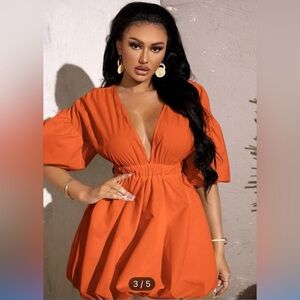 Orange SHEIN dress. There are tiny little spots on the front , barely visible